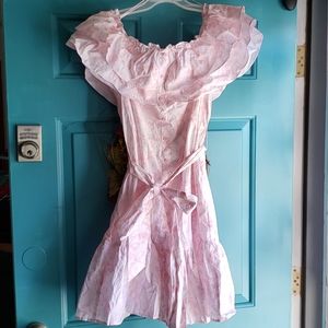 Women's Pink Floral Print Off The Shoulder Dress